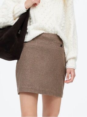 NWT Madewell Wool Blend Mini Skirt in Parton Check Size 2